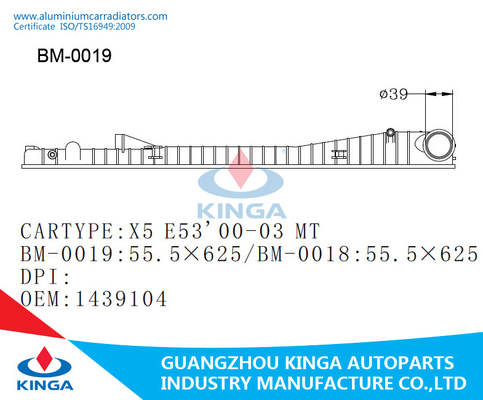 Porcellana Posizione di plastica dell'OEM 1439104 del carro armato del radiatore della TA di X5 E53 00-03 lasciata fornitore