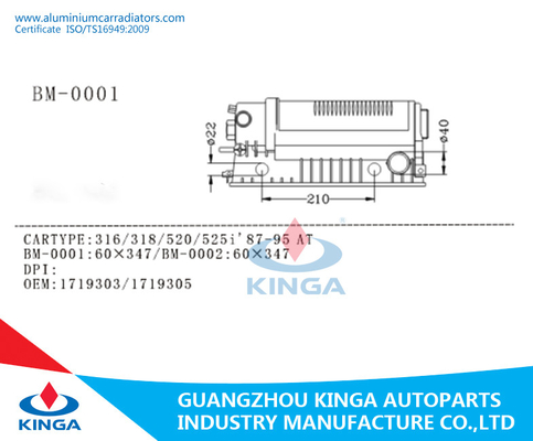 Il carro armato del radiatore 316/318/520/525I di BWM parte le parti automatiche del radiatore di anno 1987-1995 fornitore