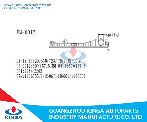 Carro armato di plastica 520/530/728/735I 98 - 00 la TA 60*457.5mm del radiatore dell'automobile di BMW fornitore
