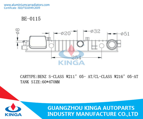 Classe W211 05 del benz S A/carro armato automobilistico W216 05 del radiatore classe del Cl A fornitore