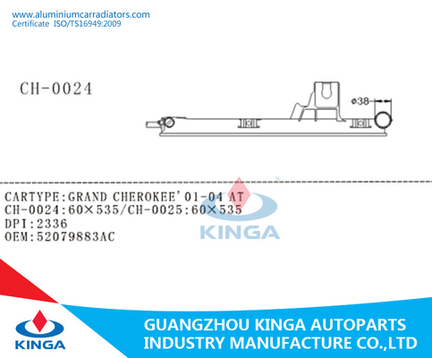 Carro armato di plastica del radiatore di iso per Chrysler grandi 01 - 04 cherokee fornitore