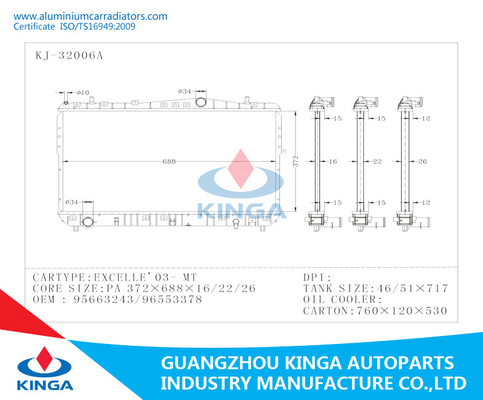 CHEVROLET EPICA 02 - all'OEM di alluminio 96278702/96328702 G.M.C dei radiatori dell'automobile fornitore