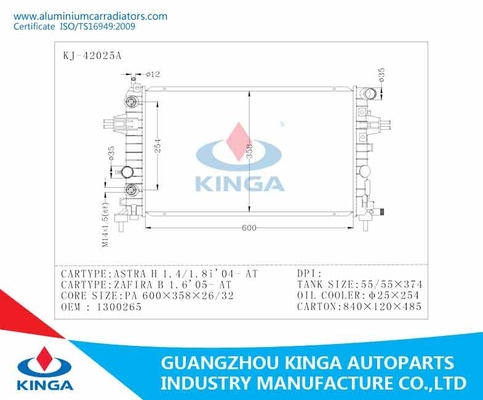 Radiatori di alluminio di rendimento elevato di OPEL per ASTRA H1.4/1.8I '04 A fornitore