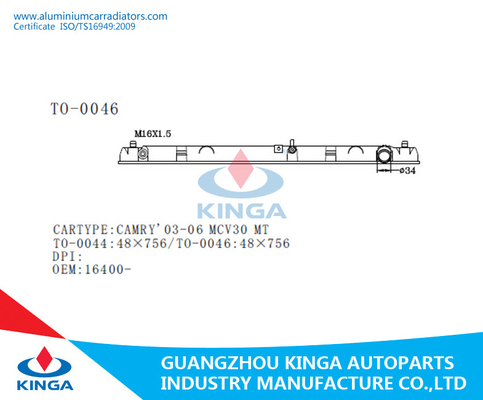 Carro armato di plastica di Raidator di forte durezza per Toyota Camry 03-06 Mcv 30 Mt fornitore