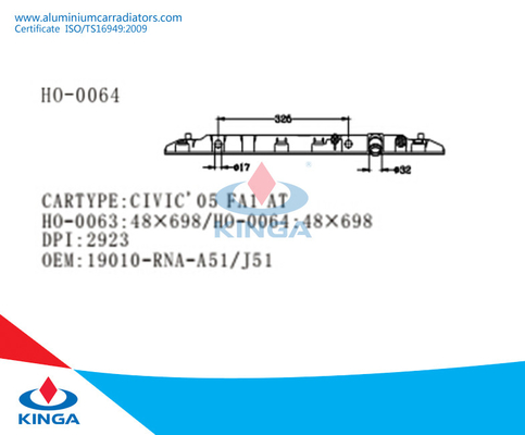 Serbatoio di acqua di plastica del carro armato di plastica del radiatore per il radiatore automatico CIVIC'05 FA1 di HONDA A fornitore