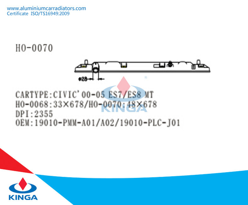 Sostituzione di plastica inferiore del carro armato di Raidator per Honda Civic 01-05 OEM 19010-PMM-A01/A02/19010-PLC-J01 ES8/di ES7 Mt fornitore