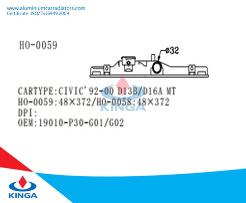 Honda Civic'92 - 00 D13B/D16A alla sostituzione di plastica del carro armato del lato del radiatore fornitore