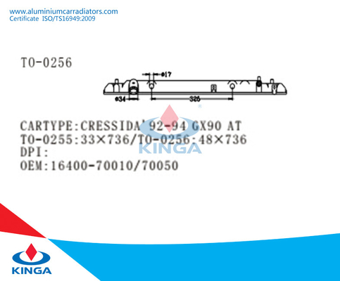 Carro armato inferiore di plastica per il radiatore Toyota Cressida'92-94 GX90 all'OEM: 16400-70010/70050 fornitore