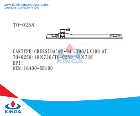 Carro armato superiore del radiatore per Toyota Cressida'92-94 LX90/LX100 all'OEM: 16400-5B100 fornitore