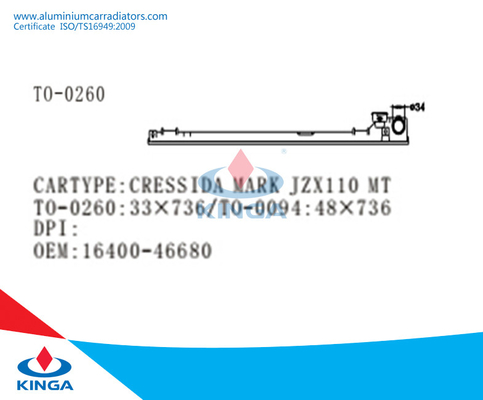 Il carro armato di plastica Replacment della cima del radiatore per il segno Jzx100 di Toyota Cressida a/carro armato del radiatore parte fornitore