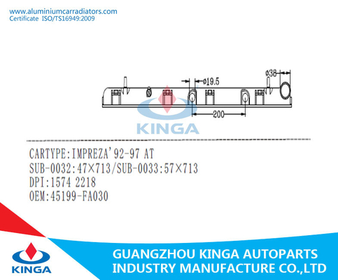 Buon carro armato automatico del radiatore per Subaru Impreza'92 - 97 al carro armato del radiatore dell'automobile 45199-FA030 fornitore