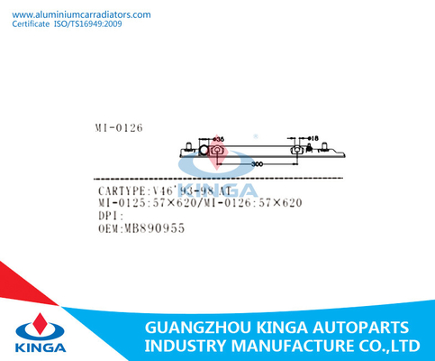 Carro armato di plastica 7*620MM del lato del radiatore di riparazione dell'OEM MB890955 per V46'93-98 A fornitore